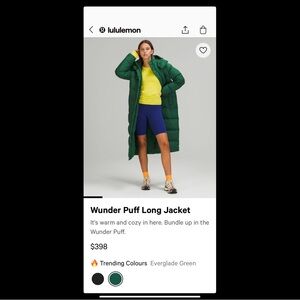 Lululemon, long puffer Jacket, size 12